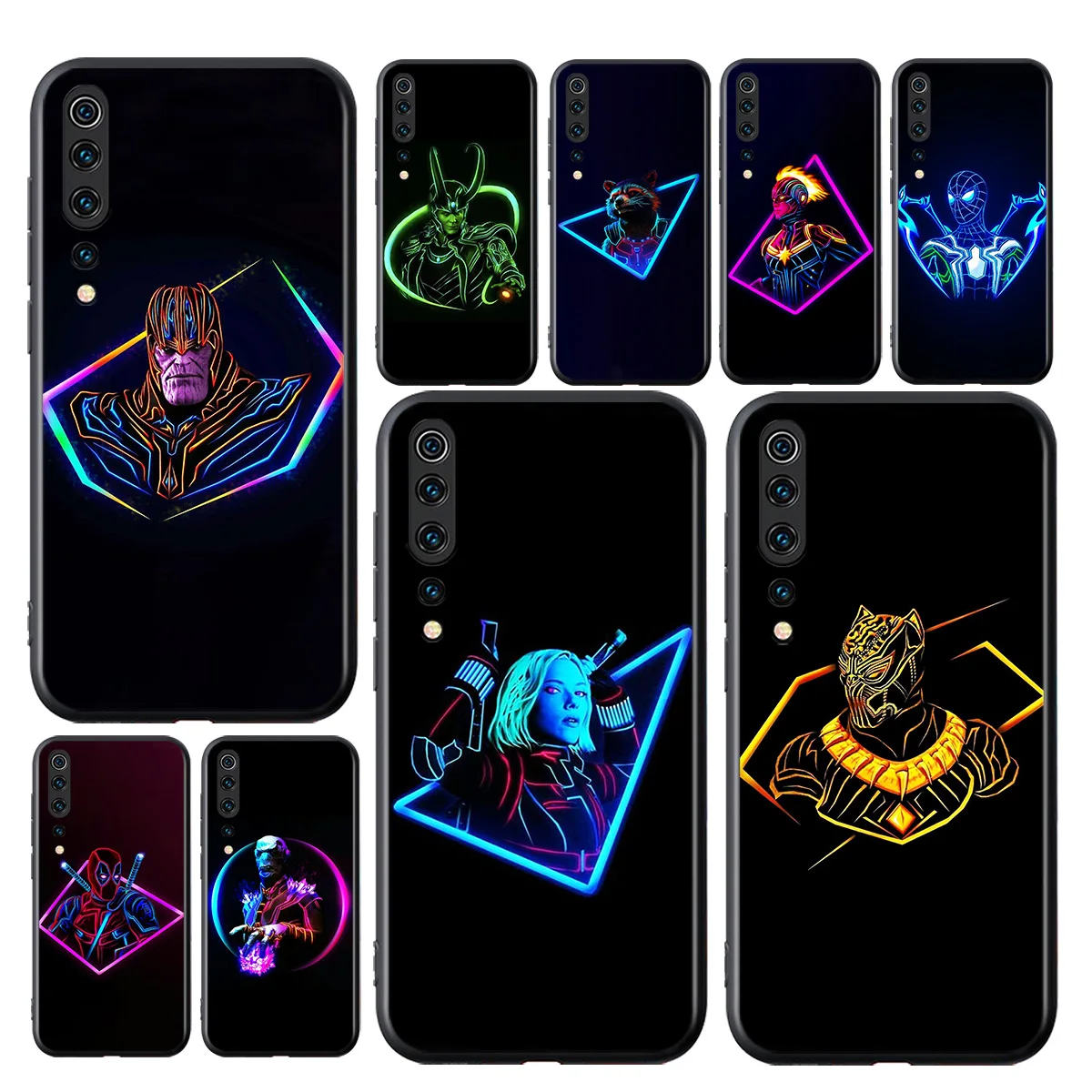 

Phone Case For Xiaomi Mi 11i 11 10T 10i 9T 9 A3 8 Note 10 Ultra Lite Pro 5G CC9 SE Marvel hero color Black Soft Cover