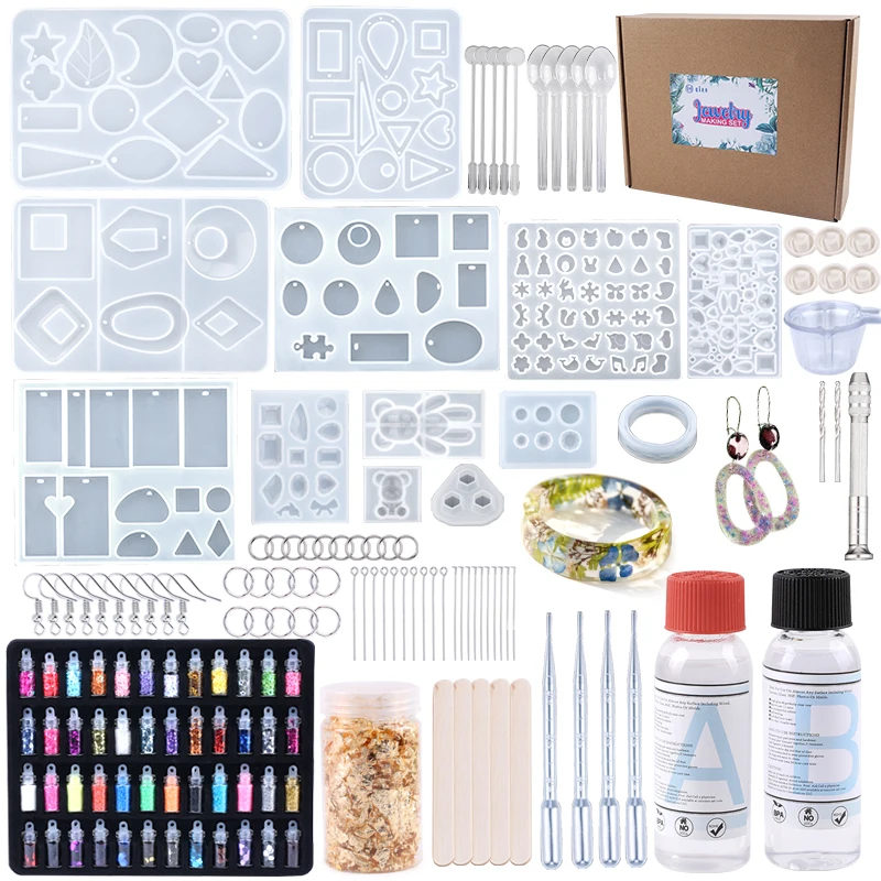 Kit de moldes de silicona para fabricación de joyas, juego de moldes de resina epoxi, herramientas de fundición para joyería, arte, decoración artesanal