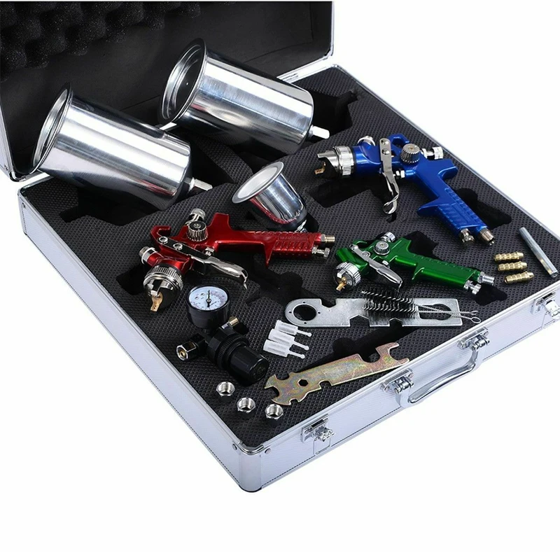

Professional 3 HVLP Air Spray Gun Paint Sprayer Kit Auto Paint Car Primer Detail Basecoat Clearcoat