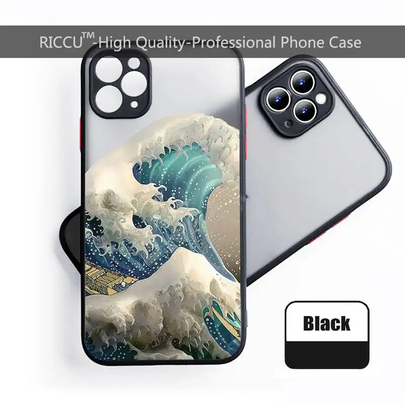 Японский чехол для телефона с изображением волн и солнца цветной бампер