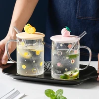 creative strawberry lemon glass cartoon milk tea water cup household large capacity fruit juice mugs fruit breakfast milk cup