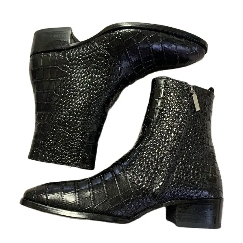 

Мужские ботинки челси из натуральной кожи, со змеиным принтом
