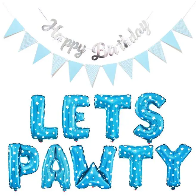 LETS PAWTY фольга Воздушные шары День рождения украшения Дети Алфавит домашние собаки кошки подарок розовый/синий воздушные шары Детские принадлежности для душа