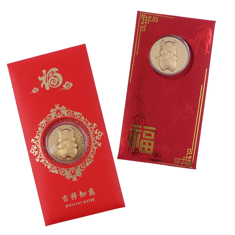 2021 новый год золотая монета искусственная кожа подарок сувенир счастливый