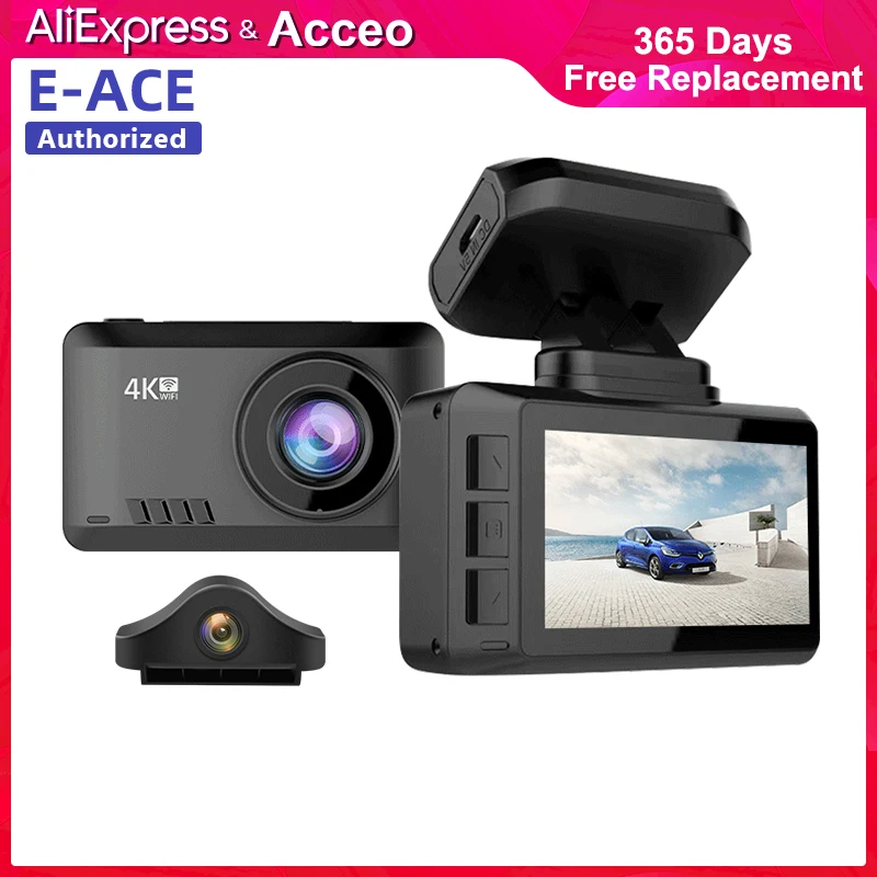 ACCEO Автомобильная камера 4K мини видеорегистратор GPS трек WiFi 2 45 дюймов с двумя