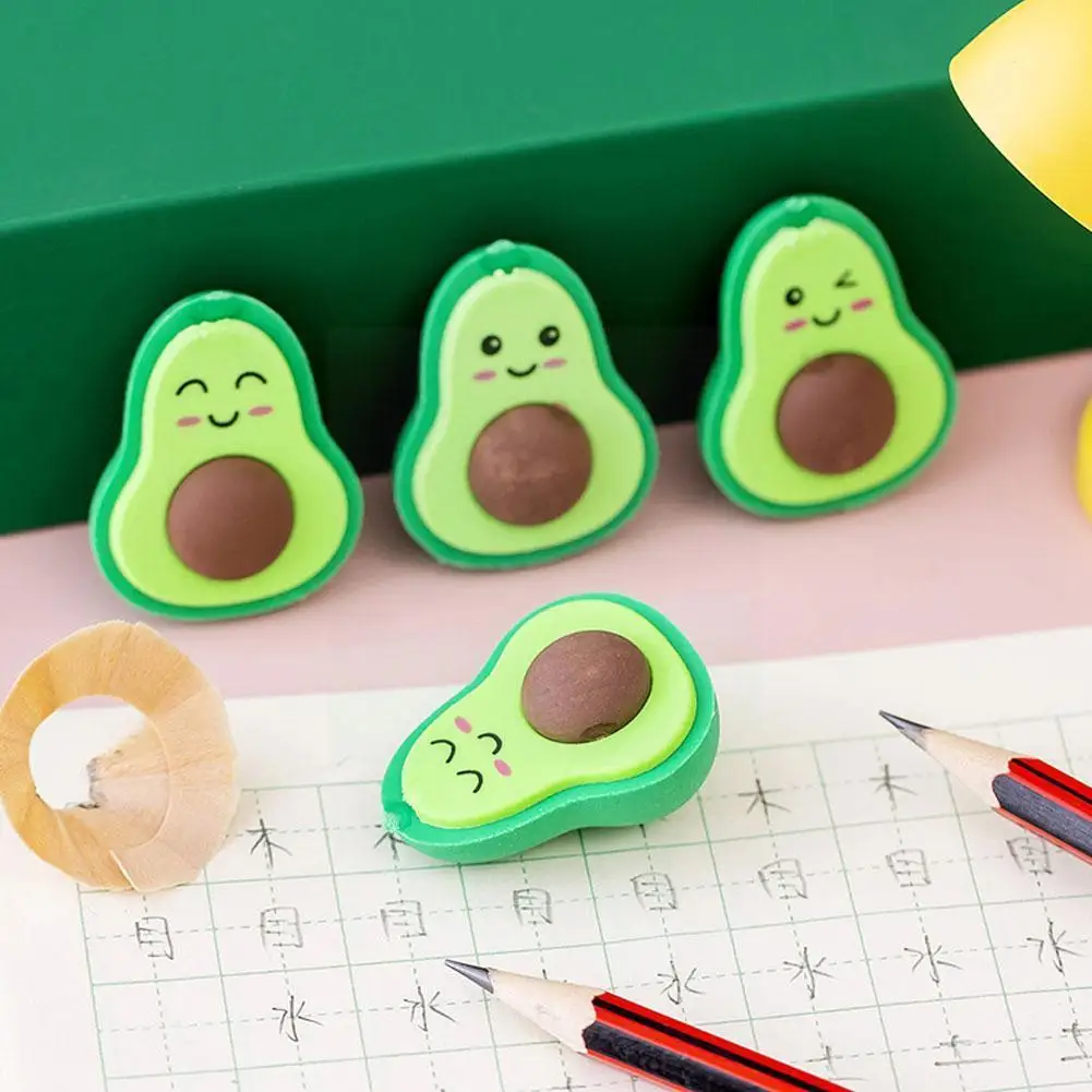 

1pc Kawai Avocado Shape Eraser Cute Colors Expressions School For Kids Stationery Erasers Gift Office Children Supplies N7w8