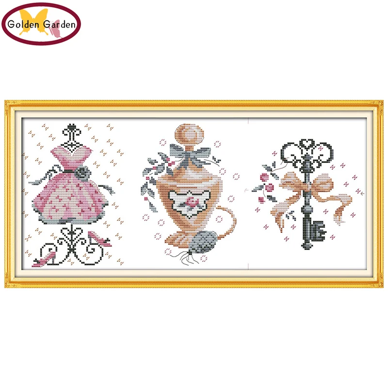 

GG Pretty Dress Cross Stitch Patterns Joy Sunday DIY 11CT 14CT Handcraft Embroidery Sets Cartoon Cross Stitch Kits for Kids