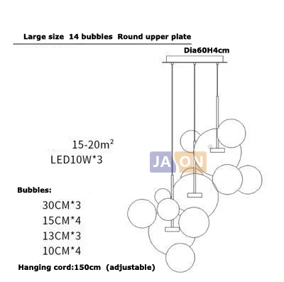 L size 3light 14ball Светодиодный Nordic железа Стекло белый пузырь дизайнерский светодиодный светильник. Подвесной светильник для фойе - Цвет корпуса: L size 3light 14ball