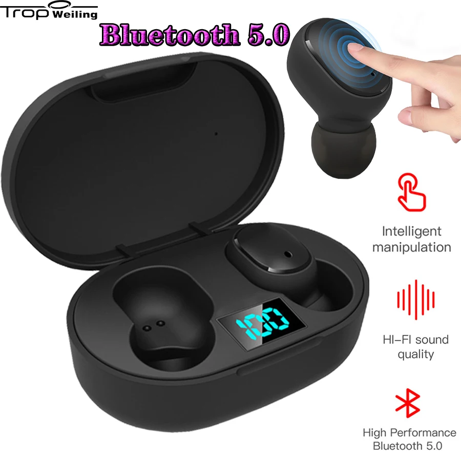 Bluetooth наушники Tws со светодиодным цифровым дисплеем Hi Fi Спортивная гарнитура для