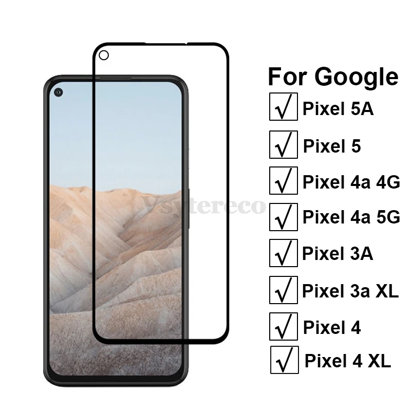 3-1PCS Tempered Glass For Google Pixel 5a 5 4 3 3A XL 3XL 3 Vidrio Full Cover Glass For Google Pixel 4A 4g 5g Screen Protector