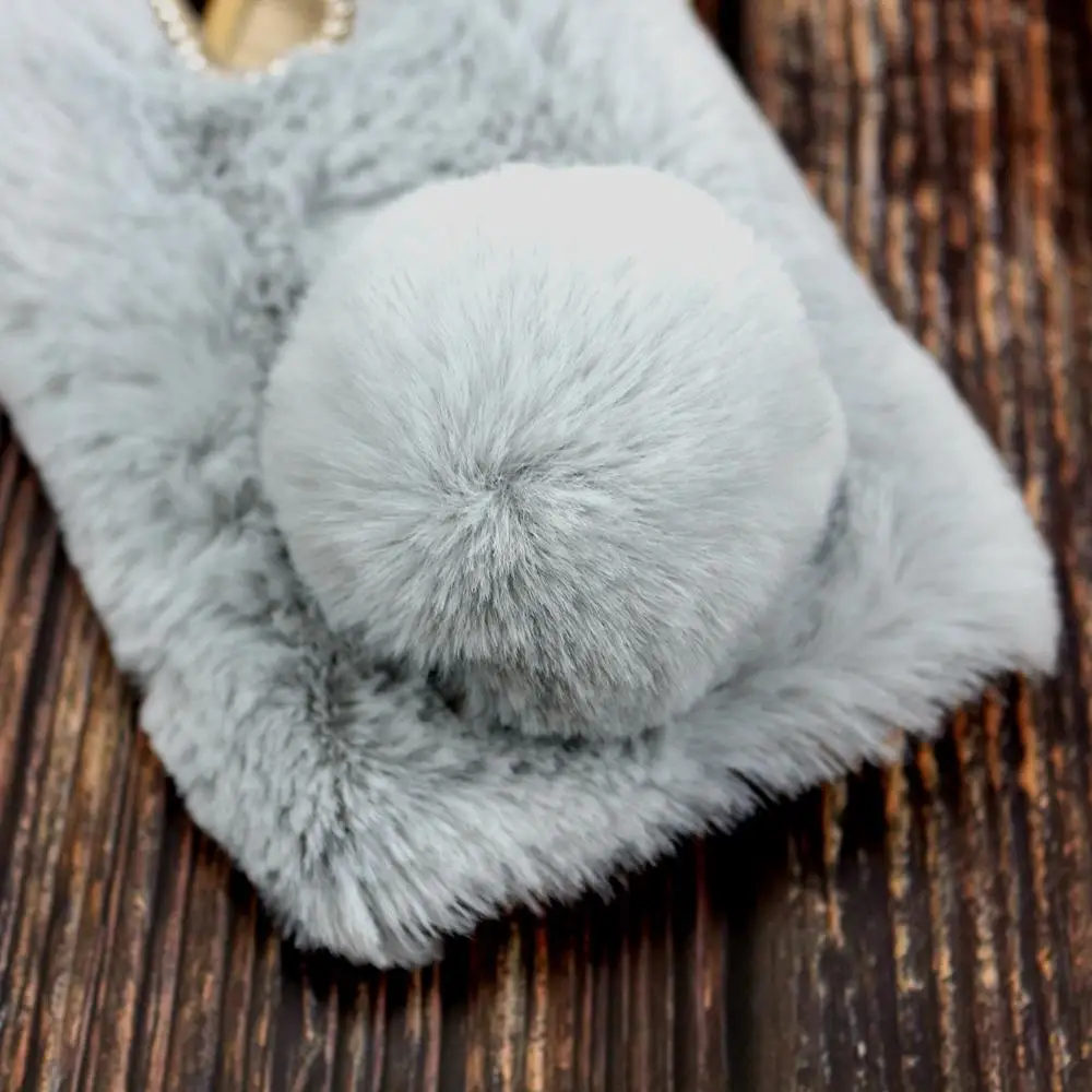 rabbit ears fur warm fluffy diomand phone case for xiaomi redmi note 9 pro max note9s 8 7a 6 a2 a3 lite k30 cc9 poco x3 nfc case free global shipping