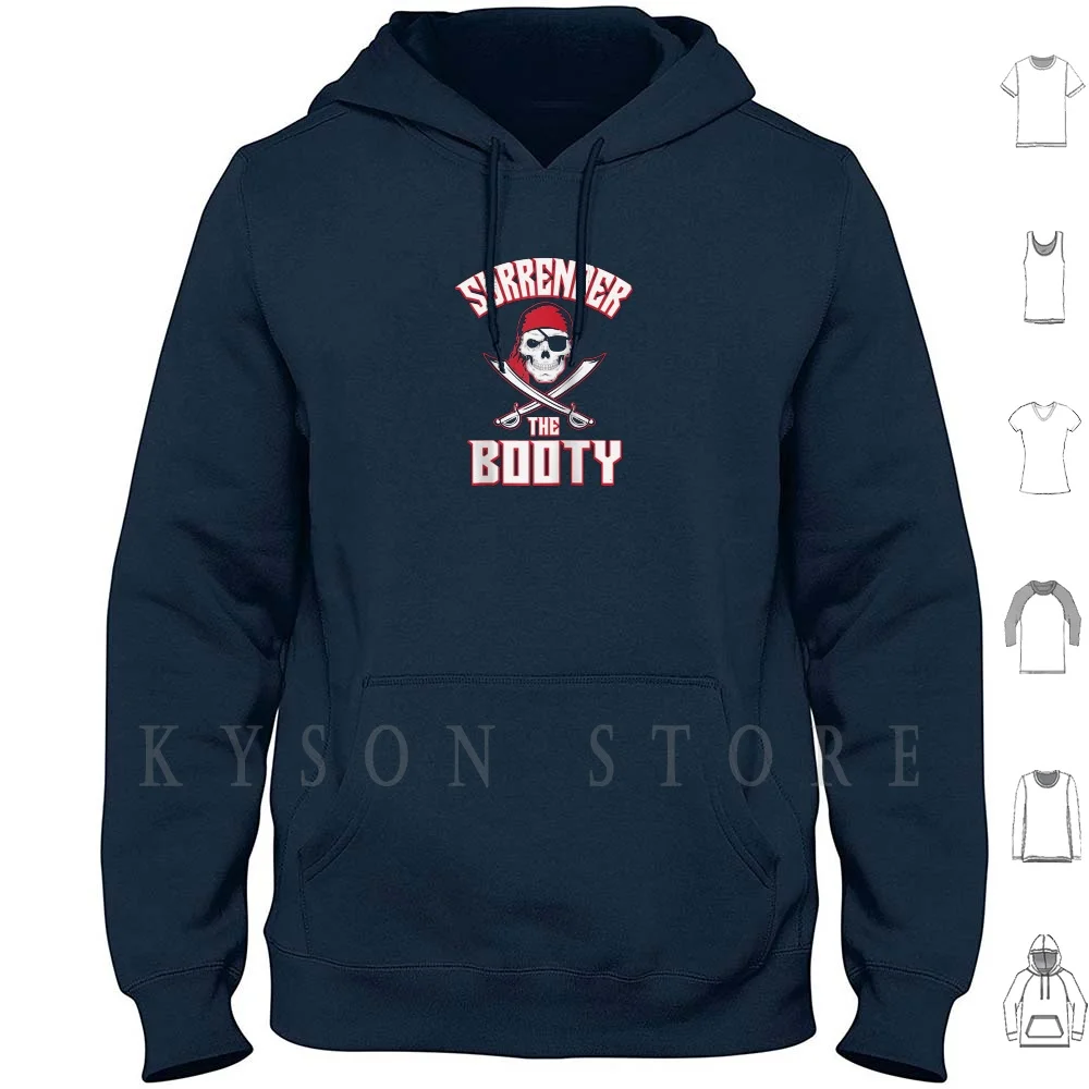 

Surrender The Booty Pirate Skull And Crossbones Hoodie long sleeve Cotton Surrender Booty Pirate Skull