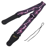 adjustable printing guitar strap with purple lightning pattern for acoustic electric bass guitar