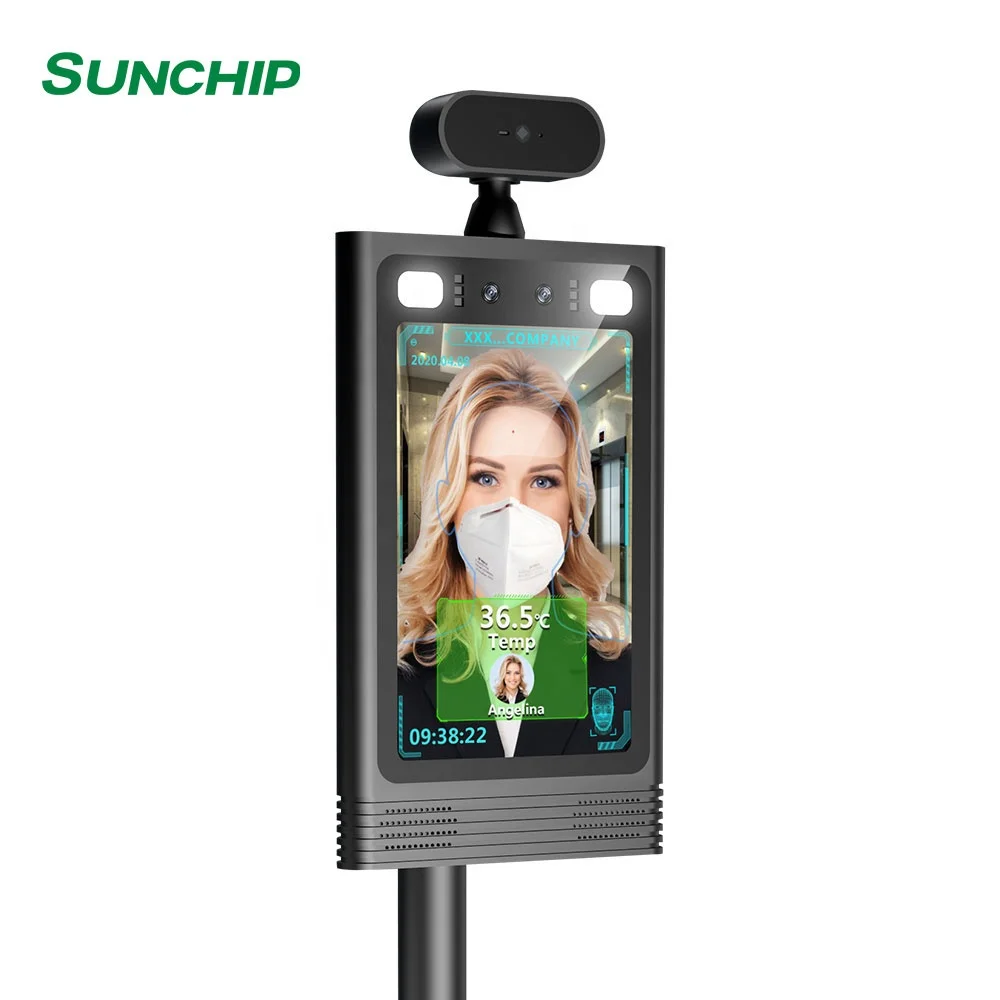

8 inch AI intelligent measurement time attendance sensor device machine hand sanitizer dispenser face recognition thermometer