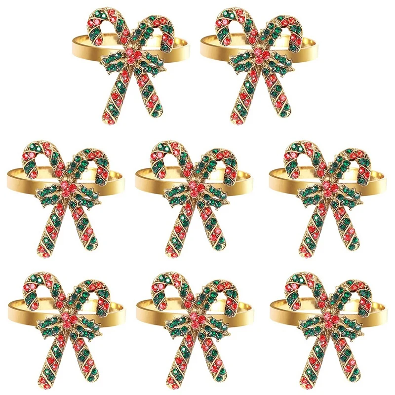 

Hot 8Pcs Xmas Napkin Rings Christmas Napkin Holder Rings For Christmas Party Dinner Banquet Table Settings Decoration