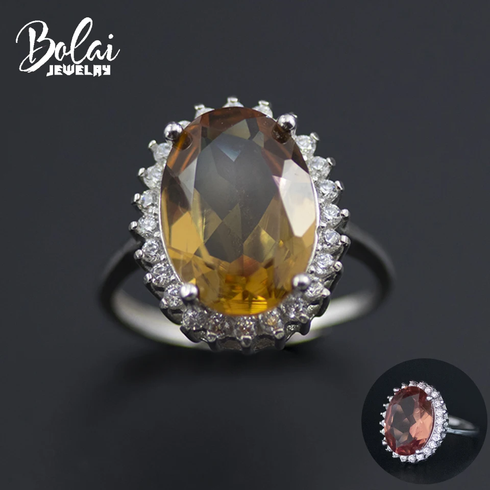 Женское кольцо Bolai Zultanite Halo серебряное с нано диапазоном 925 пробы для