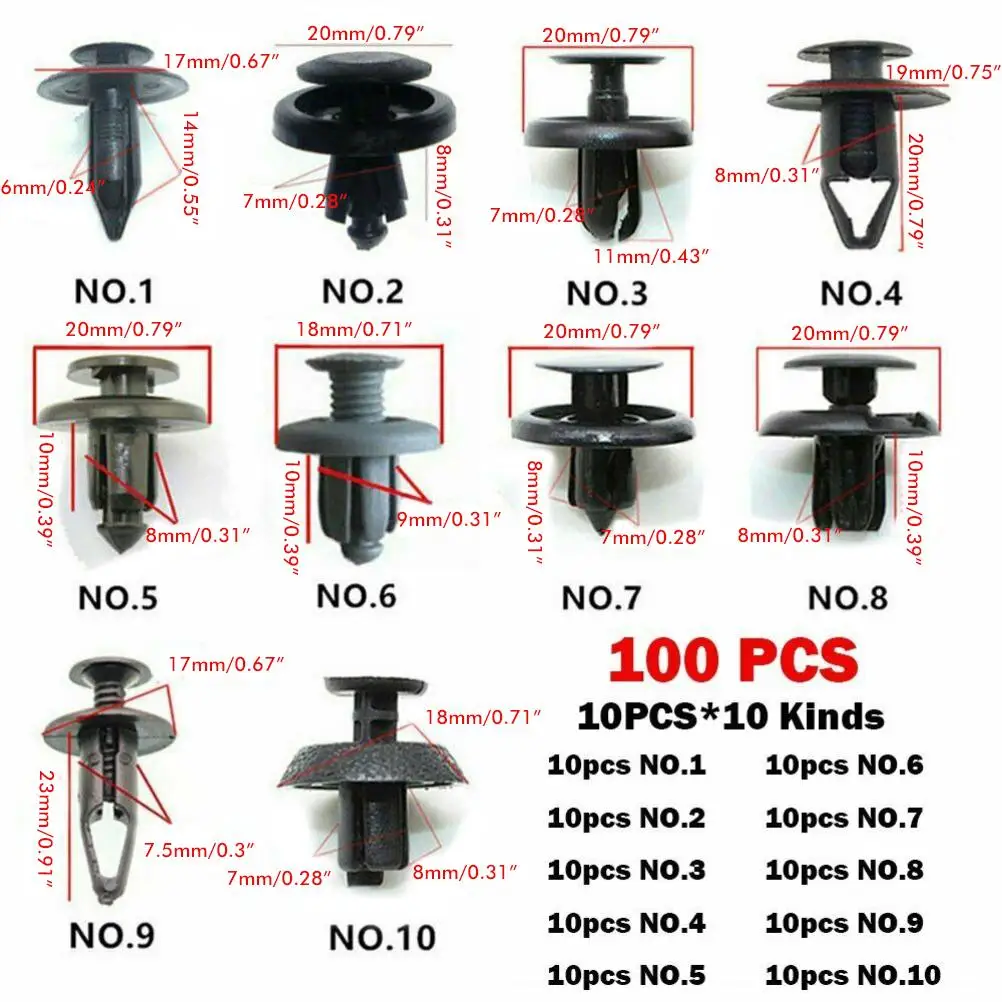 Крепежная заглушка зажима автомобиля для бампера, дверей и отделки для Kia Sportage KX5, Mazda CX-4, Hyundai Tucson, Seat Ateca, Fiat 500 VW.