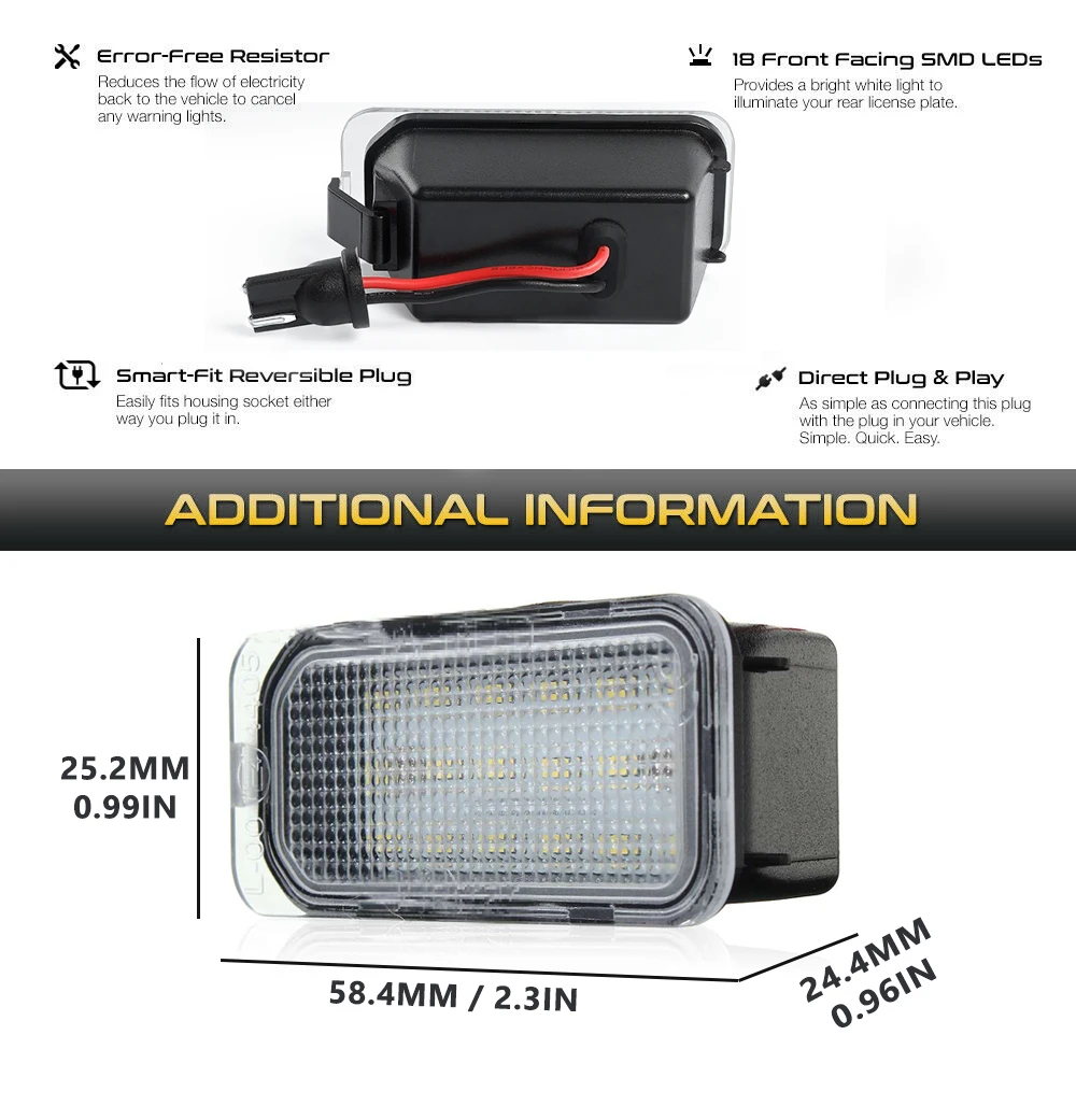 2 шт Автомобильный светодиодный номерной знак светильник лампы для Ford Focus 3 Kuga 1 Grand