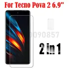 Закаленное стекло 2-в-1 для камеры Tecno Pova 2 6,9 дюйма, Защитное стекло для экрана Tecno Pova 2 2.5D стекло