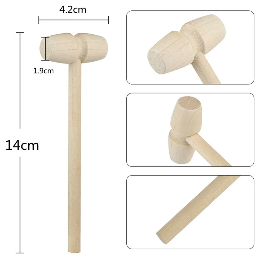 

30 Pieces Wooden Hammers 140 X 42 X 19mm Mallets Wood Hammer Seafood Crackers Kids' Dollhouse Supply