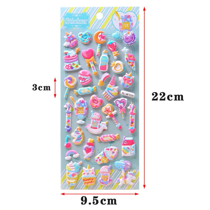 Pegatinas 3D de dulces y dulces para ni&ntilde;os y ni&ntilde;as, pegatinas de juguete hinchadas para &aacute;lbum de recortes, pegatinas para diario, Kawaii, regalo-5