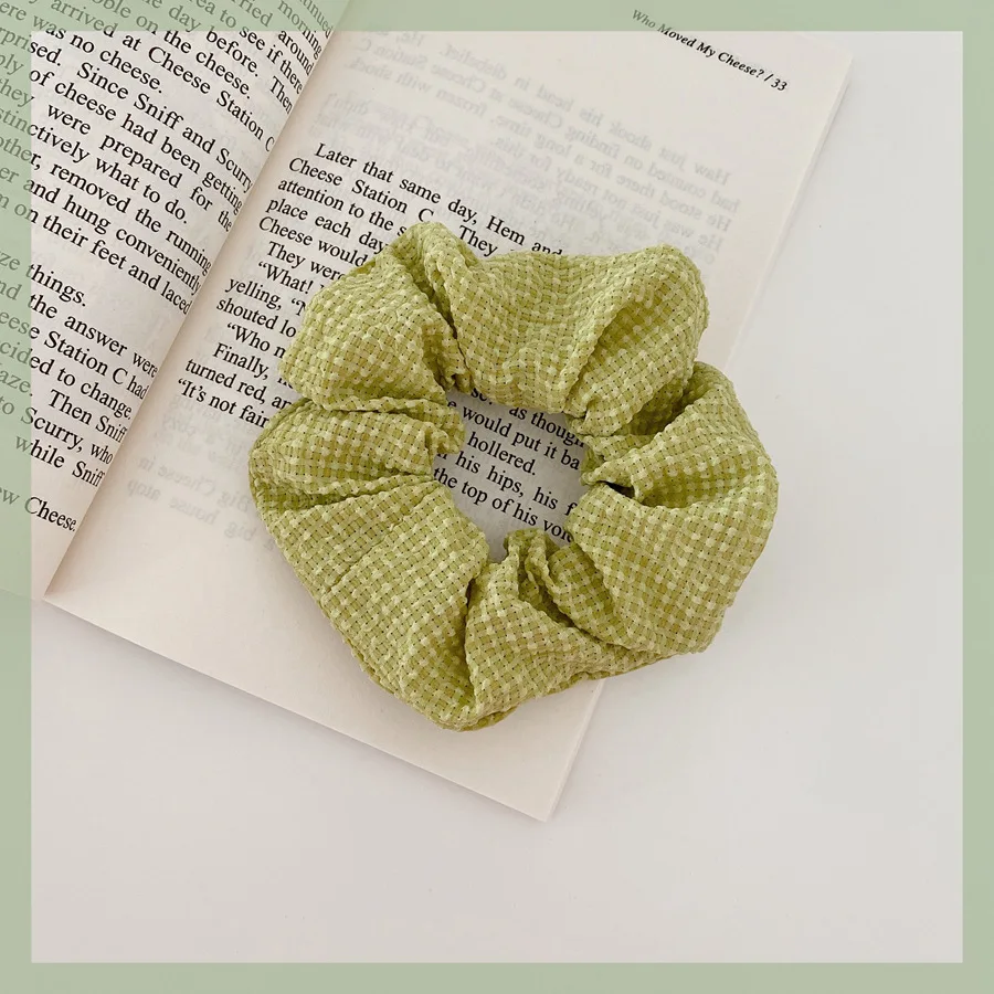 

Hot Matcha Color Cute Flowers Hair Scrunchie Vintage French Chouchou Girls Kawaii Hair Accessories Green Hair Rope