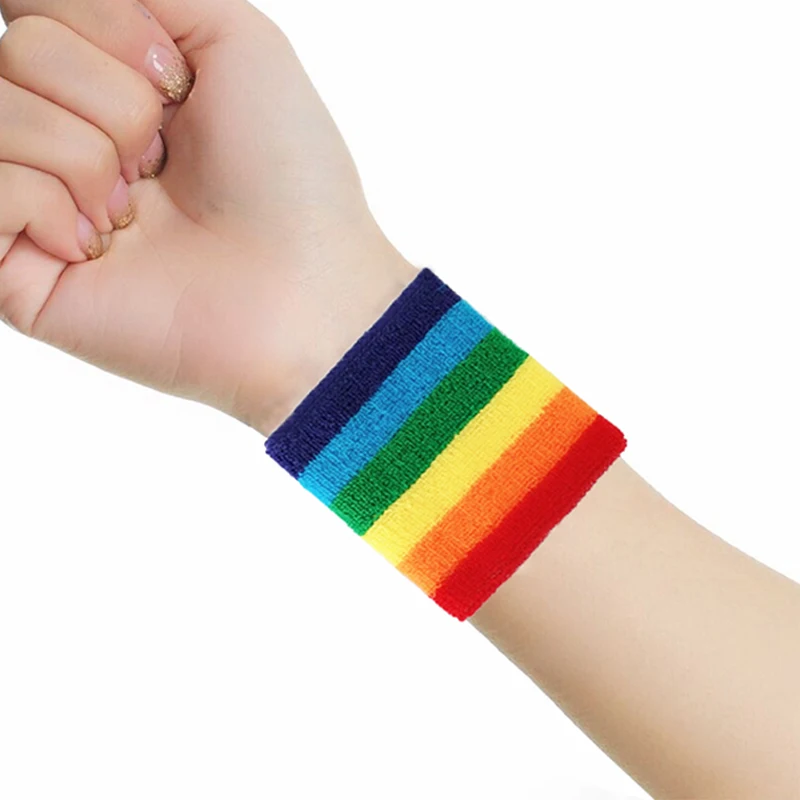 1 Радужный Браслет для поддержки запястья Хлопковое полотенце эластичная пряжа