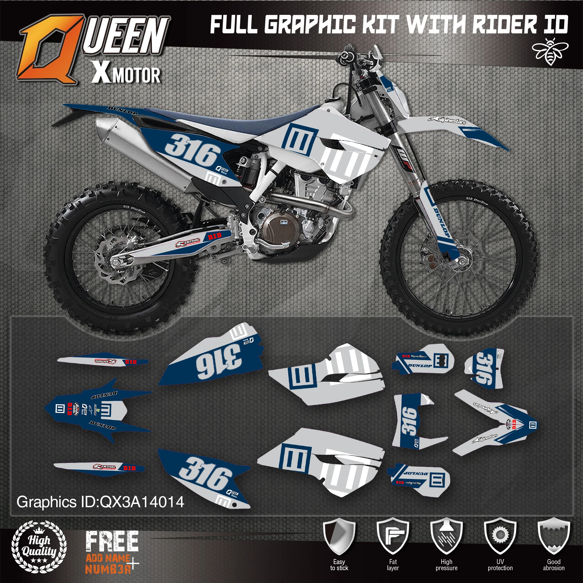 Оригинальные графические наклейки Queen X Team Набор наклеек s для Husqvarna наклейка 2014 15