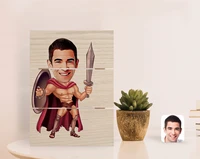 personalized spartan caricature of authentic desktop wood pallet %c3%a7er%c3%a7eve 1