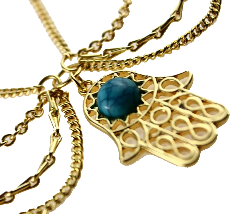 

Fashion Gold Color Alloy Hamsa Hand Head Chain Charm Women's Head Bands Wedding Hair Accessories Bridal Jewelry Bandeaux Bandas