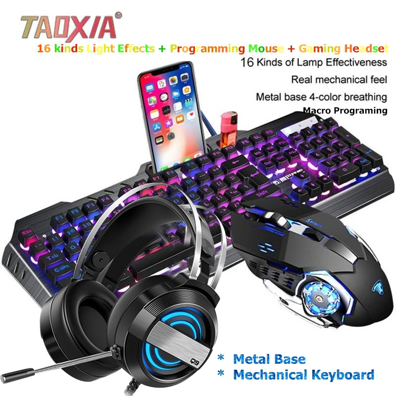 Package 13 Механическая клавиатура и мышь, гарнитура, комплект из трех предметов, настольный компьютер, ноутбук, игровая периферия, Домашний Интернет-кафе, E-sports - Цвет: Package 13