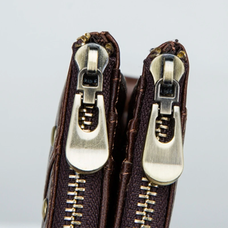 

Fashion Women Wallet Genuine Leather Zipper Design Female Short Rfid Purse with ID Card Holder Coin Pockets