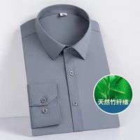 bamboo fiber material mens business formal wear long sleeve button down shirt male office white collar work shirt regular fit