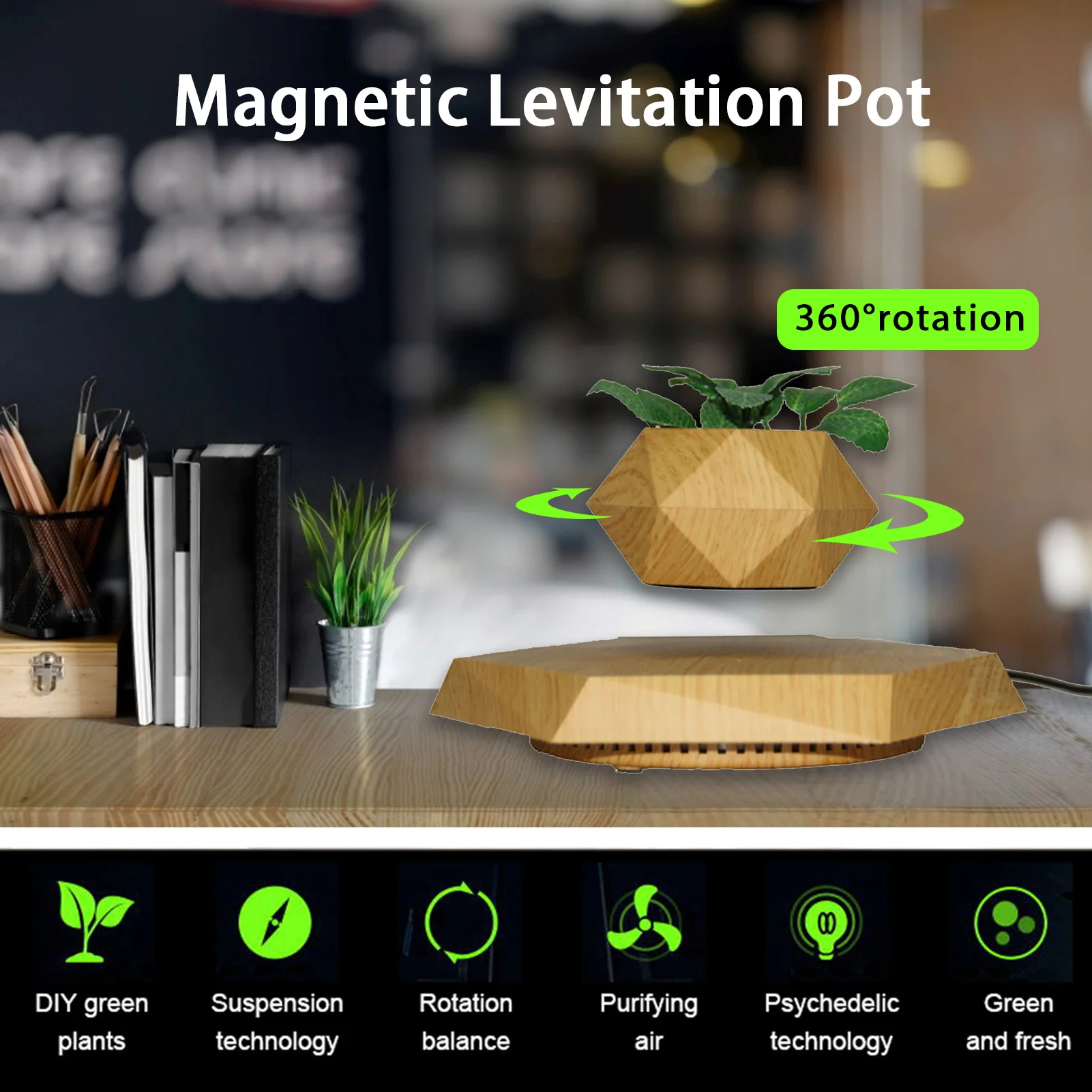 

2021 New Levitating Air Bonsai Pot Rotation Flower Pot Planters Magnetic Suspension Floating Pot Potted Plant Home Desk Decor