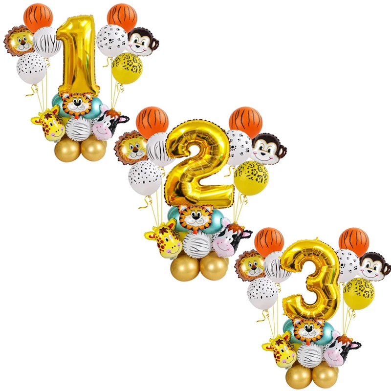 

Number 1 2 3 4 5 Balloon Party Jungle Animal Ballon Baby Shower Balloon First Happy Birthday Party Decora Kids Wild One Balloon
