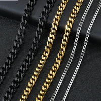 mens hiphop necklace stainless steel curb cuban link chain gold black necklace for men jewelry gift