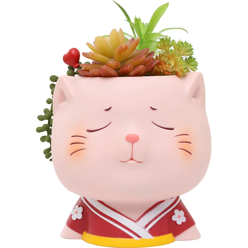 

TECHOME PVC Succulent Pot Japanese Cartoon Desktop Garden Pot Creative Vinyl Balcony Indoor Pot Micro Landscape Flowerpot