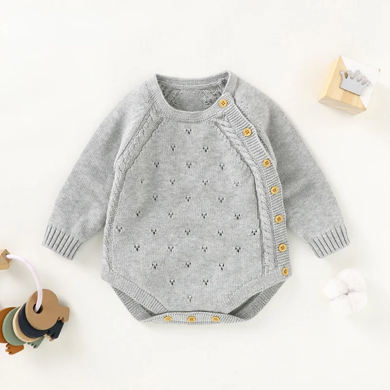 

Baby Bodysuits Long Sleeve Bodysuit Cotton Solid Knitted Fall Clothes for Toddler Girls Boys Baby Unisex Clothes Infant Rompers