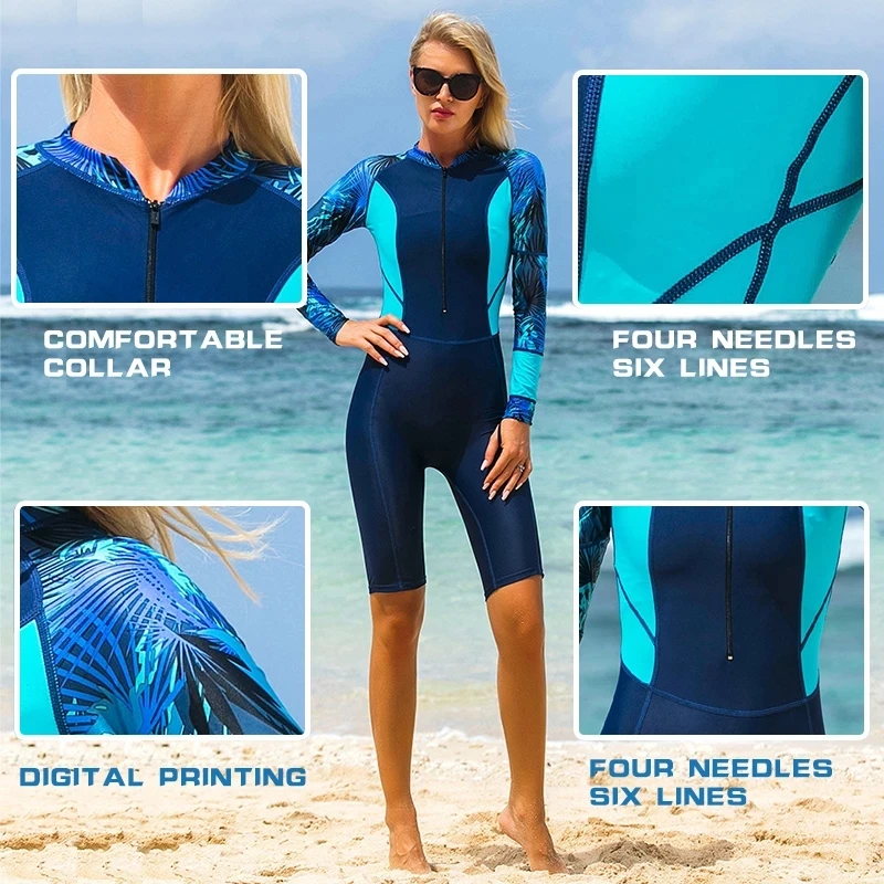

Sbart Rash Guards Diving Suit Women Wetsuits Long Sleeve Swimwear Female One Piece Scuba Snorkel Swimming Bodysuits Swim