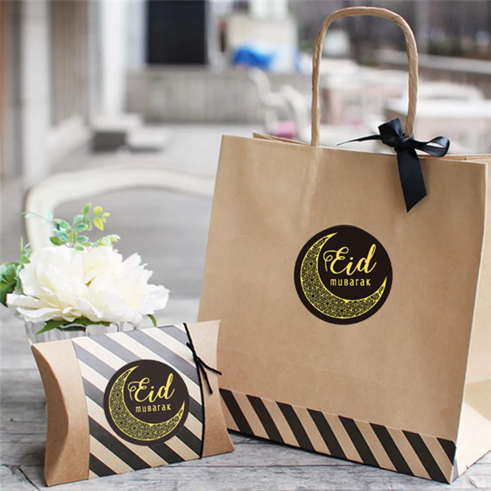120 шт Черный Стикеры Рамадан ИД s Мубарак подарочная коробка этикетка Бумага в