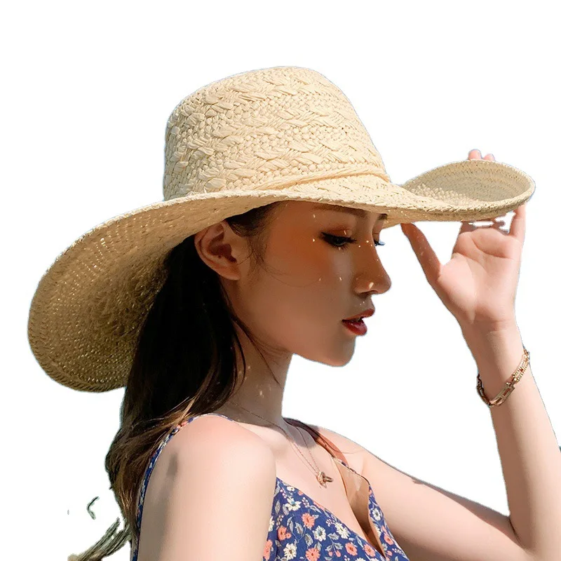 

Women Summer Sun Visor Wide-brimmed Hat Beach Hat Adjustable Uv Protection Female Cap Packable