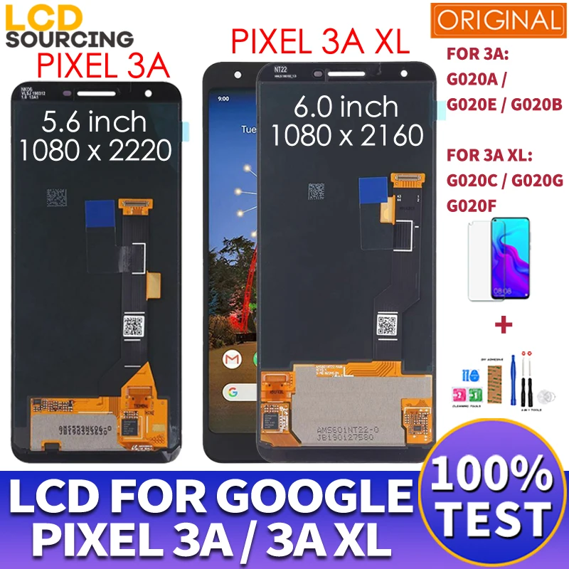 

Оригинальный 5,6 "для Google Pixel 3A ЖК-дисплей кодирующий преобразователь сенсорного экрана в сборе 6,0" для Google Pixel 3A XL ЖК-дисплей Замена