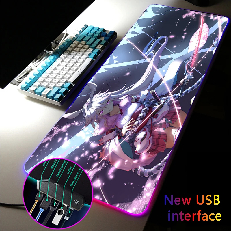 

Коврик RGB для мышки с аниме Girl Yae Sakura Typec интерфейсы четыре USB док-станции usb-хаб Multi-интерфейс XXL Honkai Impact коврик для мыши