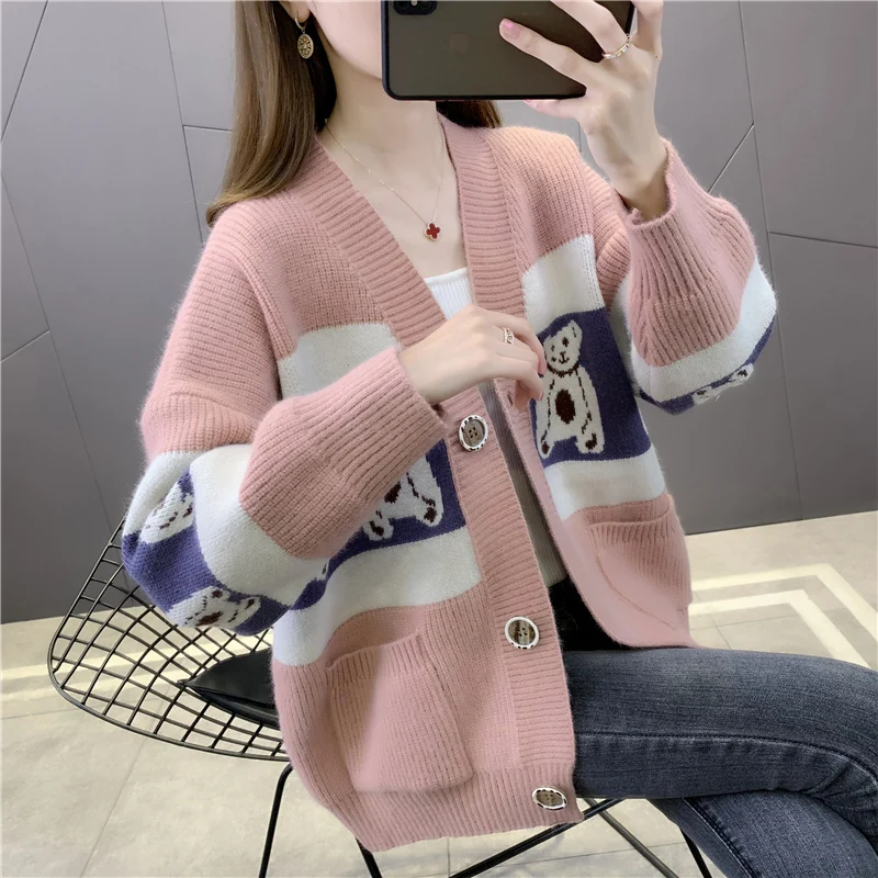 

Номер 210462, 7 в одном 3 】 вязаный кардиган с V-образным вырезом и карманом [1081] 58