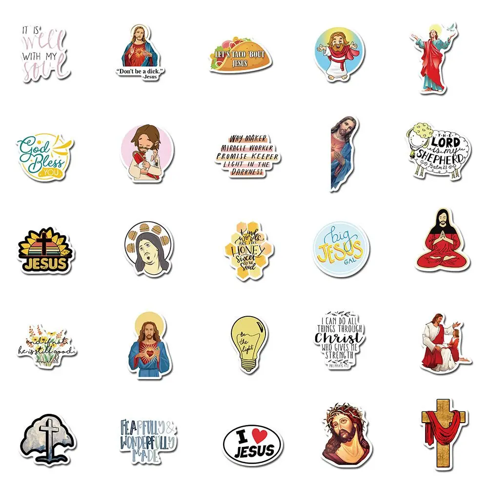 

50 PCS High quality Christianity Jesus Stickers for Laptop Skateboard Guitar Helmet waterproof Blessing Sticker toy