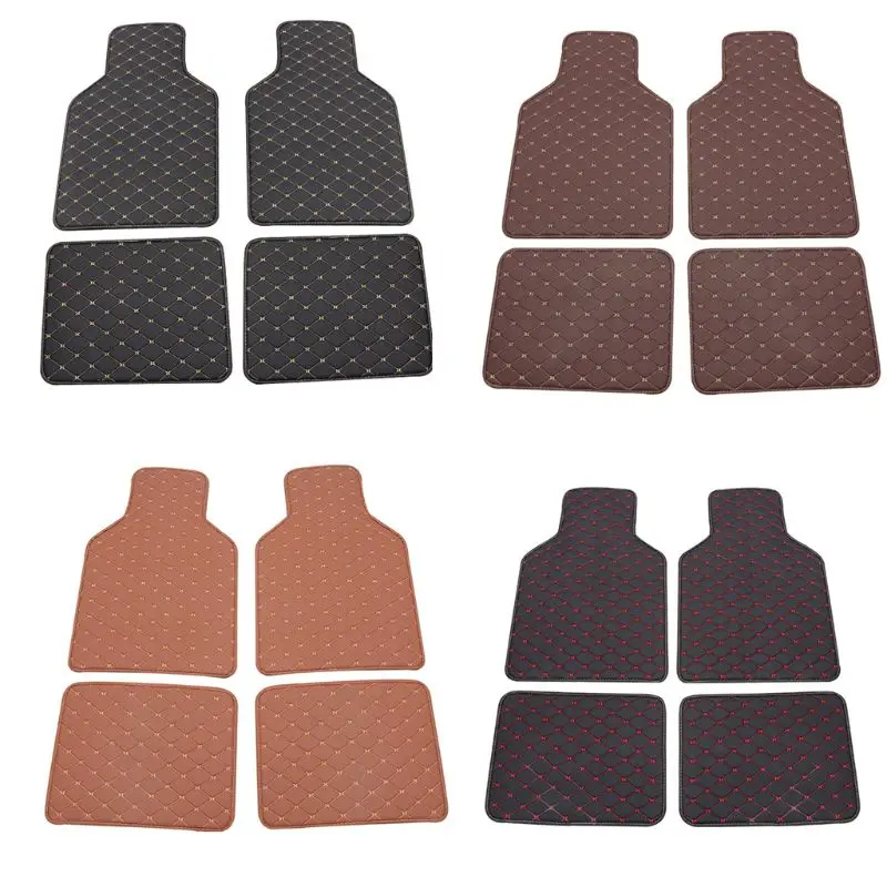 

Universal Fit 4pcs PU Leather Car Floor Mat Waterproof Foot Pads Protector Anti-Slip Front and Rear mats Set for Suv