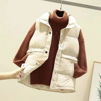2020 women sleeveless vest winter warm plus size 2xl down cotton padded jacket female veats mandarin collar sleeveless waistcoat
