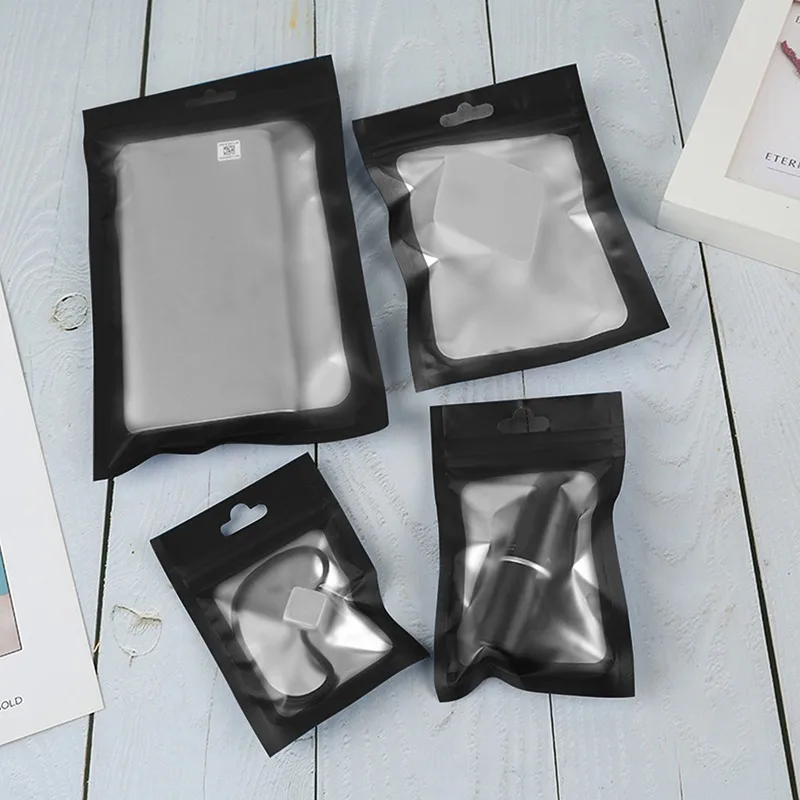 

100 pCs Matte Black Aluminum Foil Zip Lock Packaging Bag Resealable Grip Ziplock Fresh-keep Pouch Small Sachets Food Sample Bags