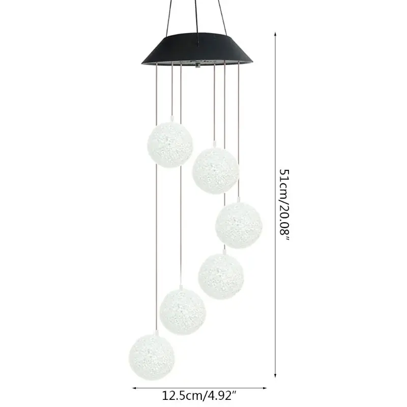 

Particle Sphere Solar Powered Wind Chime Light LED Garden Hanging Spinner Lamp Color Changing Lawn Yard Home Decoration