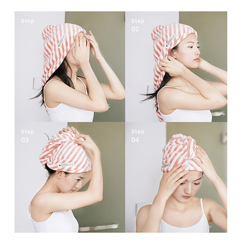 

Brand New Microfiber hair towel Quick Drying hair wrap towel Super Absorbent microfiber towel hair with Button Coral Velvet soft
